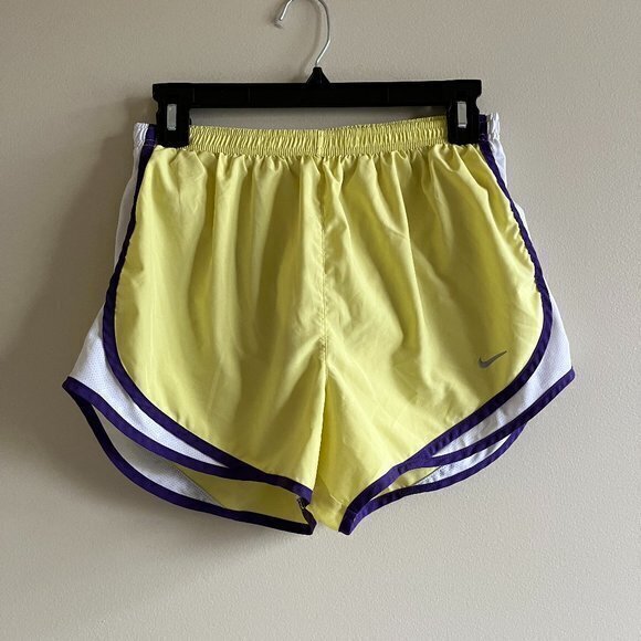 Nike Womens Dri-Fit Size M Yellow Tempo Running Shorts Size‎ M Athletic - Picture 1 of 6